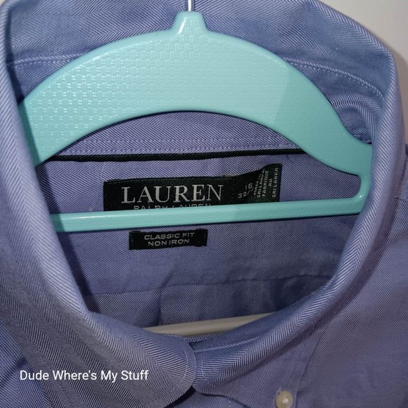 LAUREN - RALPH LAUREN GREEN LABEL - LONG SLEEVE DRESS SHIRT - SIZE 16 (32/33) - Picture 3 of 3